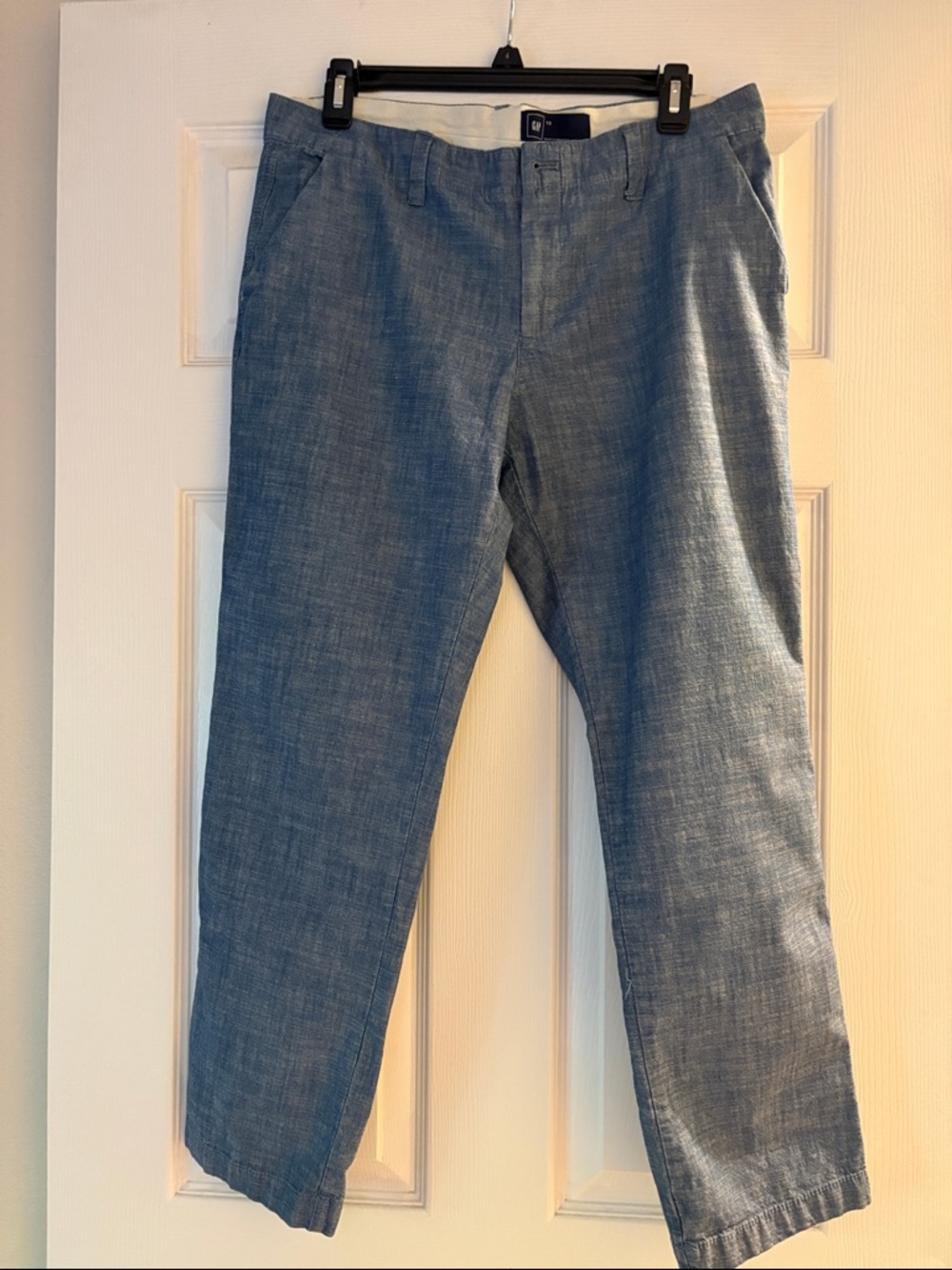 GAP Light Blue Linen-Blend Cropped Pants